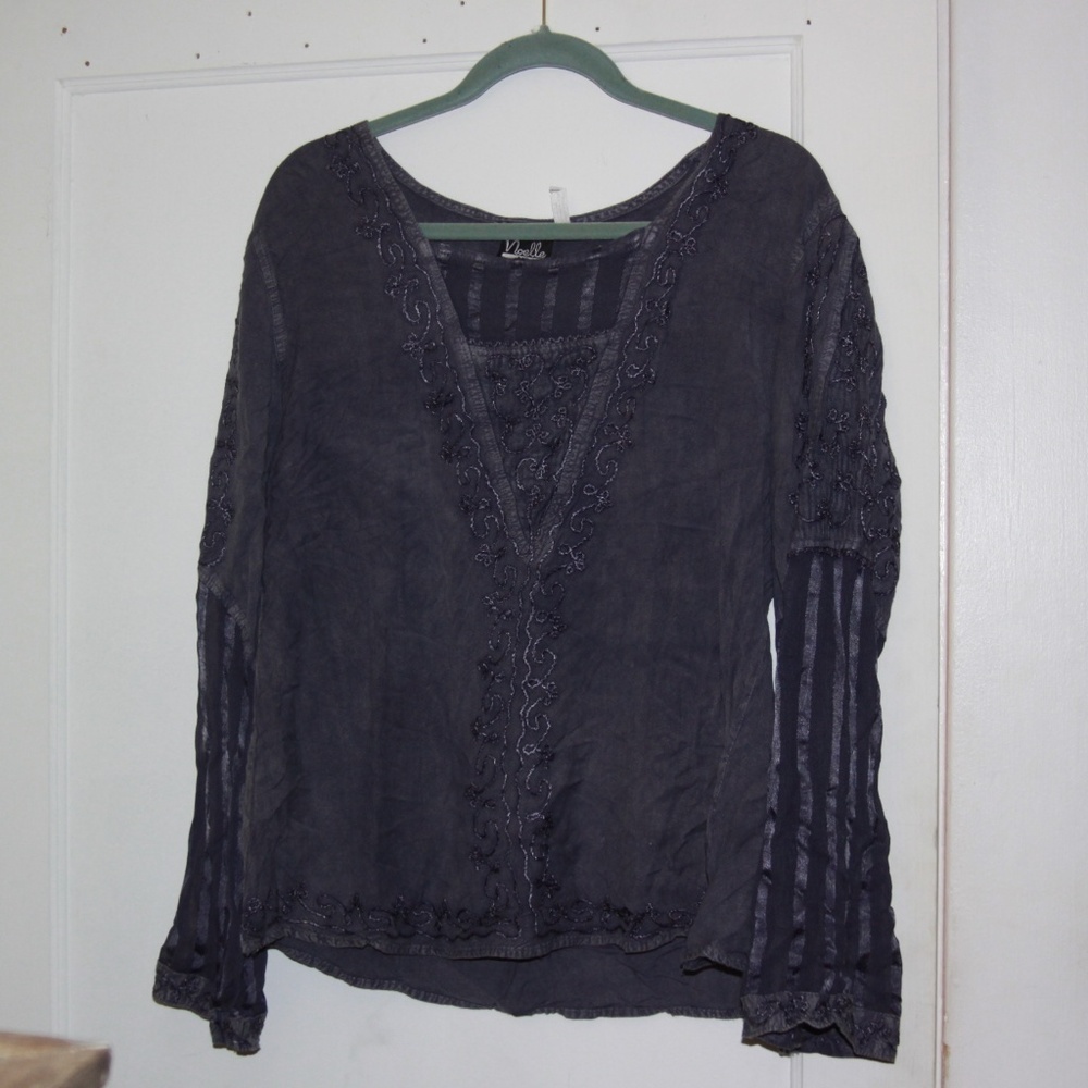 NOEL Purple Blouse L/XL 12/14 Long Sleeve
